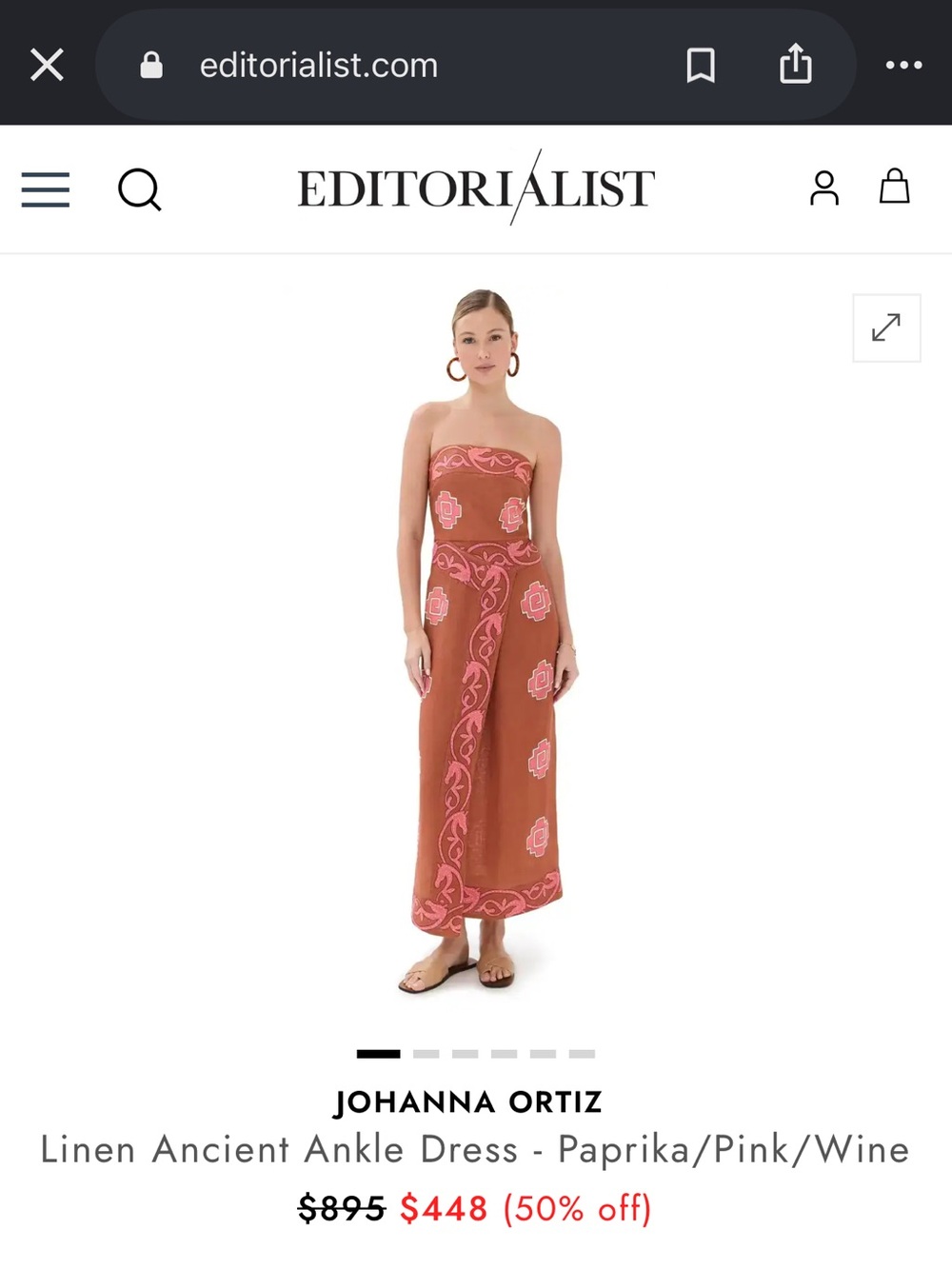 Johanna Ortiz Brown Maxi Skirt with Pink Embroidery